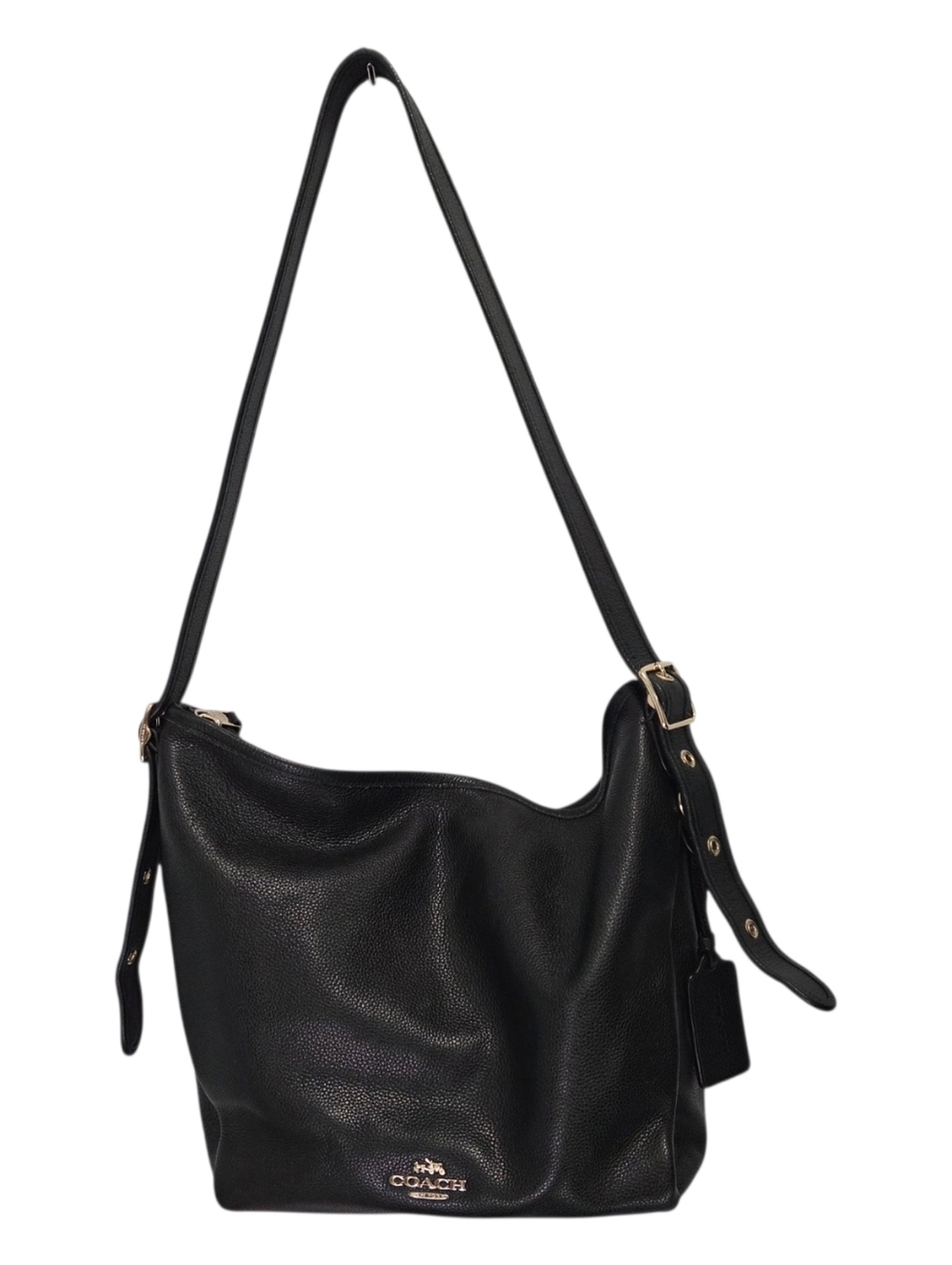Coach Dufflette Black Pebbled Leather Shoulder Bag - Picture 1 of 16